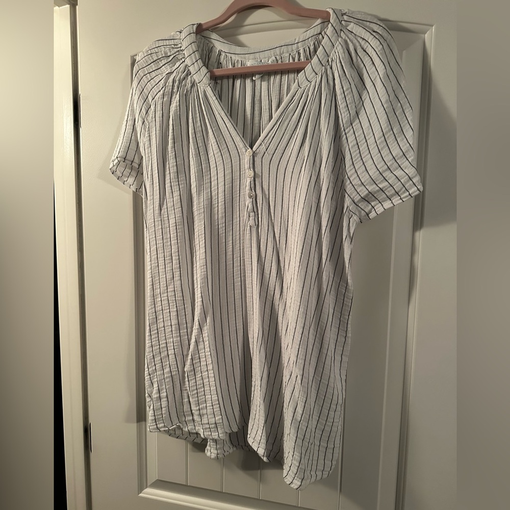 Cynthia Rowley White and Black Striped Blouse